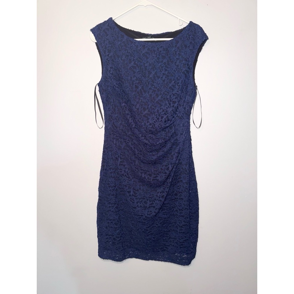 Lauren Ralph Lauren Navy Blue Sleeveless Lace‎ Sheath Dress